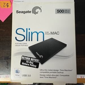 Seagate Slim For Mac 500 GB usb 3.0 New In Box